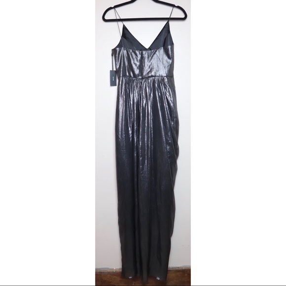 VERA WANG Hoiday Metallic Silver Chiffon Gown - Picture 3 of 7